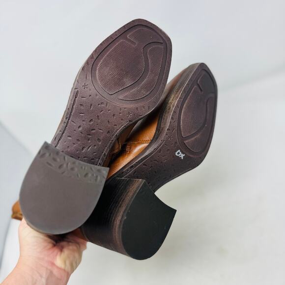 Franco Sarto Women's Brown Leather Block Heel Ankle Boots Side Zip Western 9.5 - Picture 9 of 10